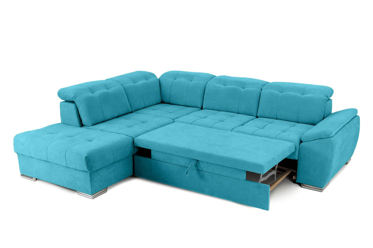 Colțar Extensibil ENZO, cu tetiere, variante stânga/dreapta, 255x220x100 cm Prestige Home