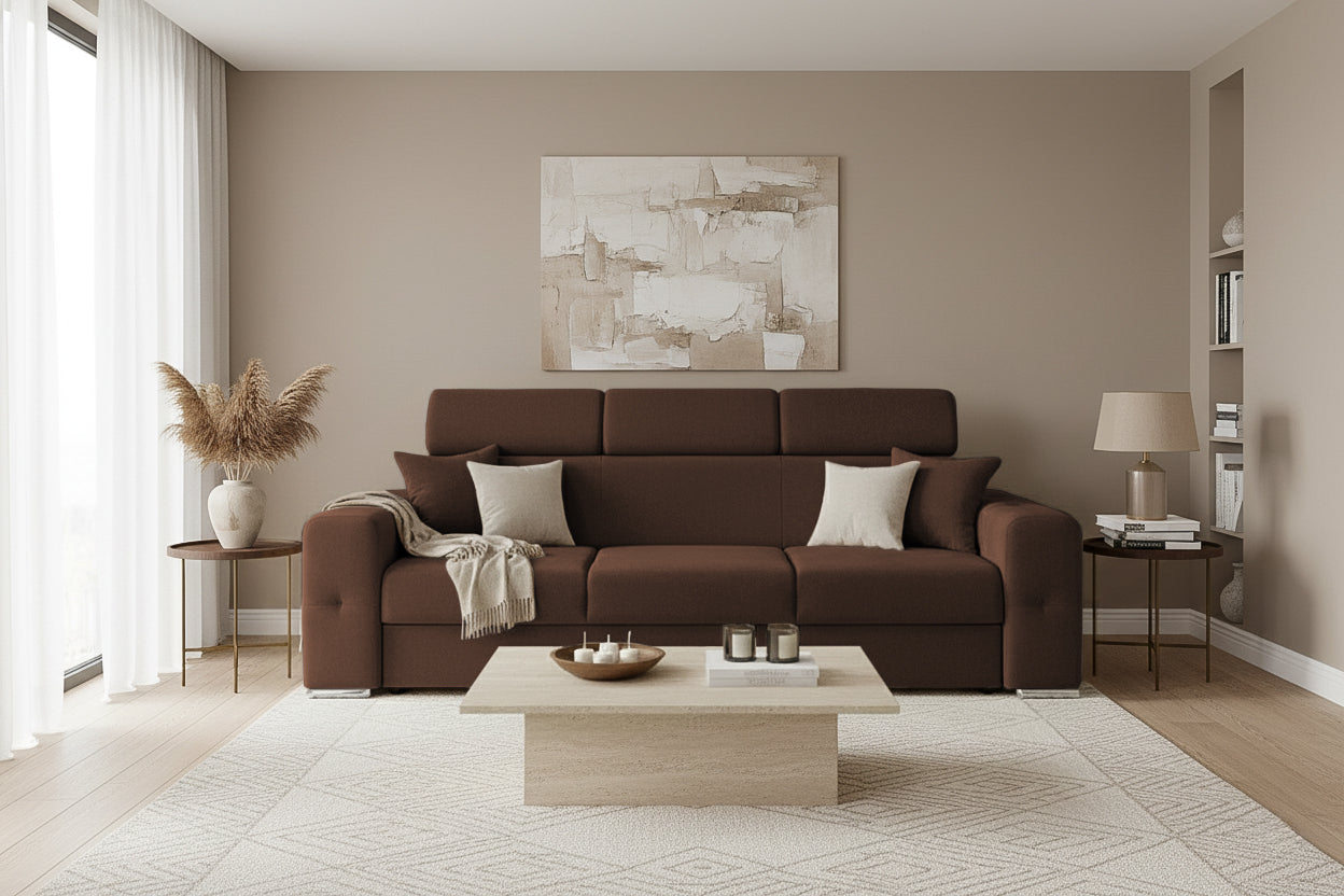 Canapea Extensibilă 3 locuri BELLAGIO, cu tetiere reglabile, 242x95x99 cm Prestige Home