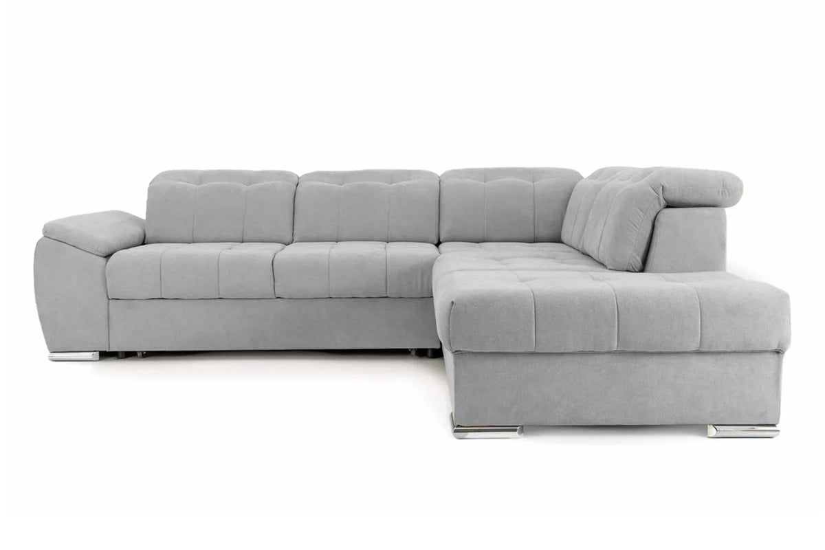 Colțar Extensibil ENZO, cu tetiere, variante stânga/dreapta, 255x220x100 cm Gri-Deschis-Enjoy Dreapta Prestige Home