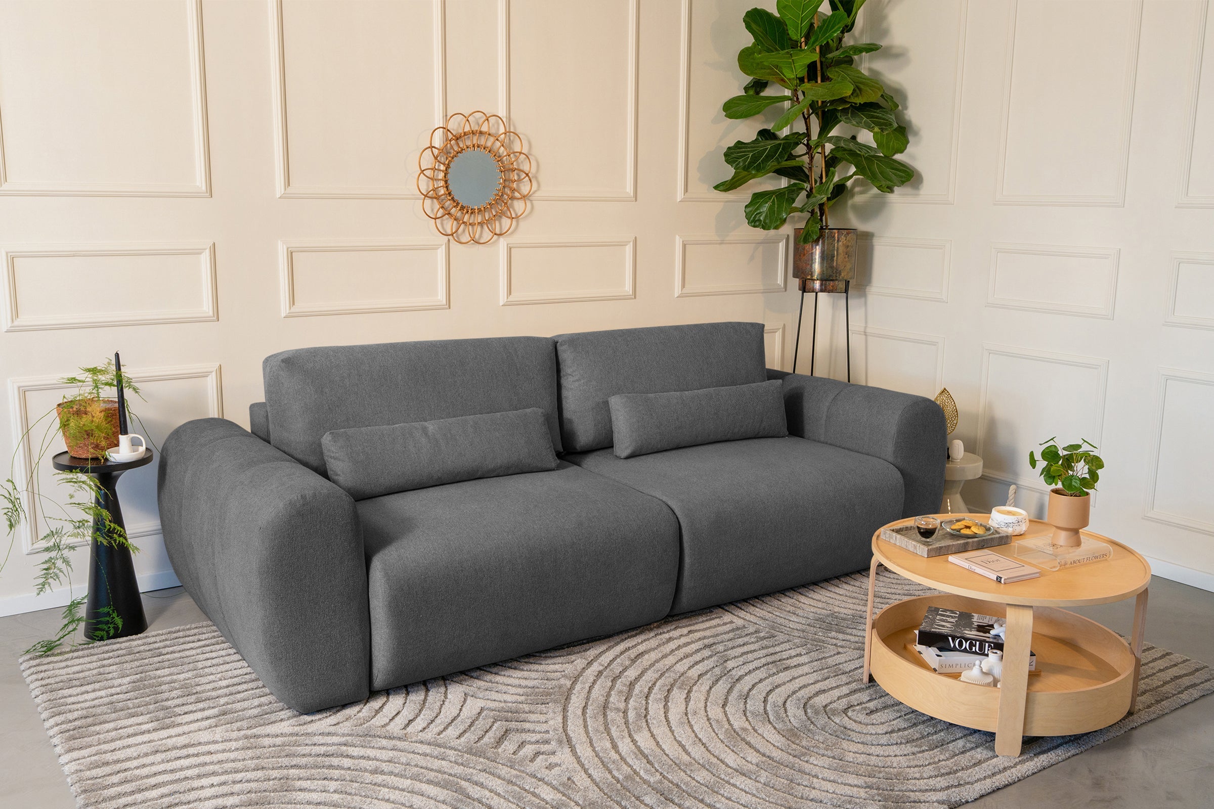 Canapea Extensibilă 3 locuri VERSA, cu 2 lăzi depozitare, 260x110x85 cm Prestige Home