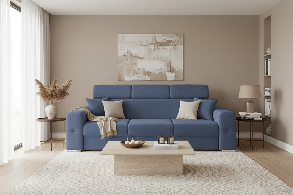 Canapea Extensibilă 3 locuri BELLAGIO, cu tetiere reglabile, 242x95x99 cm Prestige Home