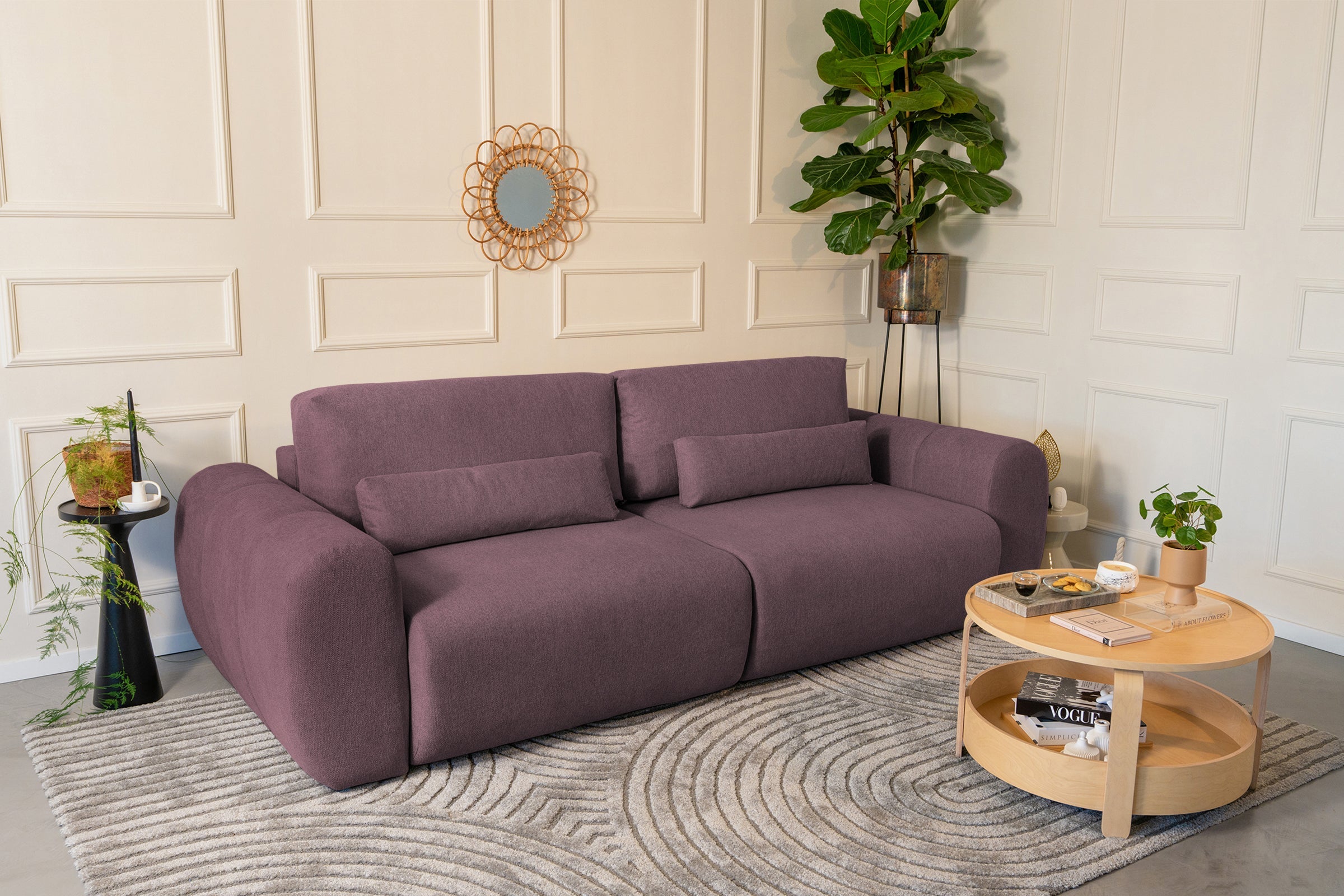 Canapea Extensibilă 3 locuri VERSA, cu 2 lăzi depozitare, 260x110x85 cm Prestige Home