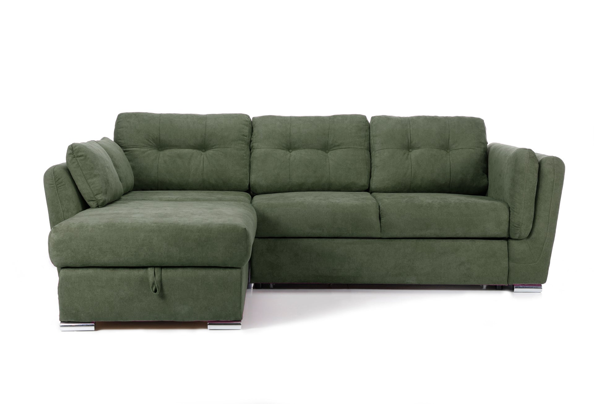 Colțar Extensibil JAZZ, cu ladă depozitare, 245 x 205 x 90 cm Verde-Enjoy Stanga Prestige Home