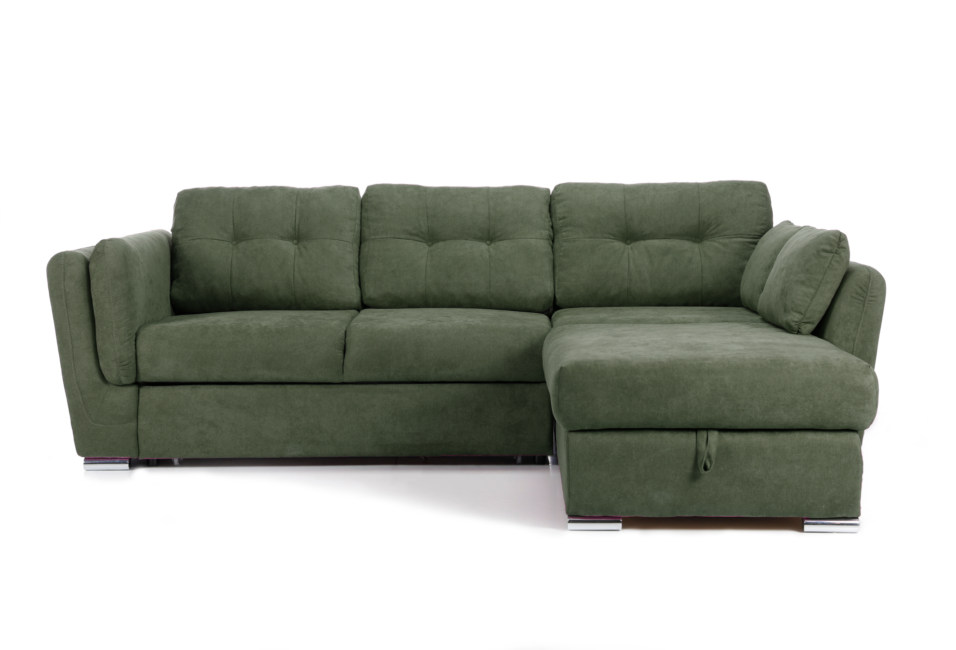 Colțar Extensibil JAZZ, cu ladă depozitare, 245 x 205 x 90 cm Verde-Enjoy Dreapta Prestige Home