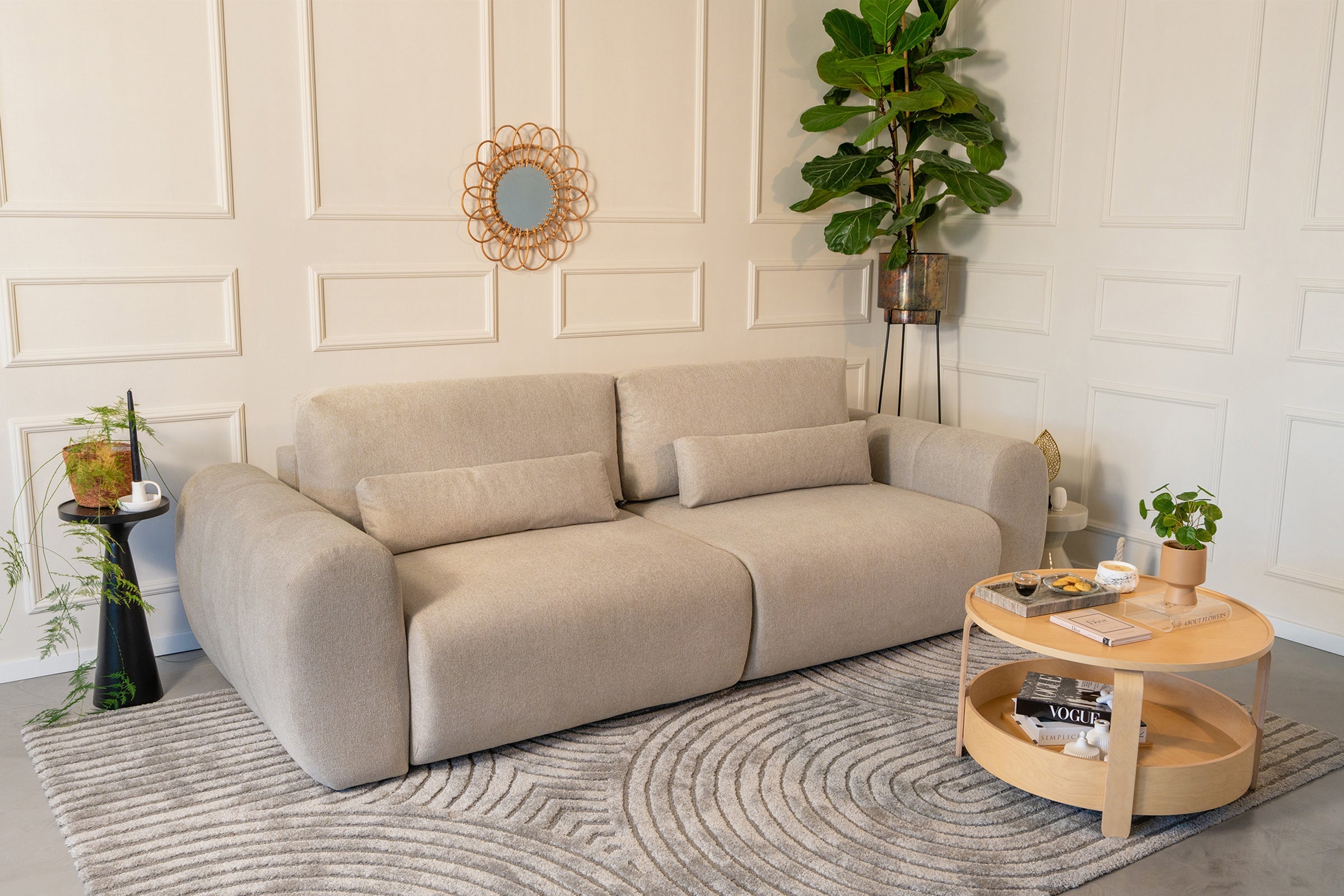 Canapea Extensibilă 3 locuri VERSA, cu 2 lăzi depozitare, 260x110x85 cm Prestige Home