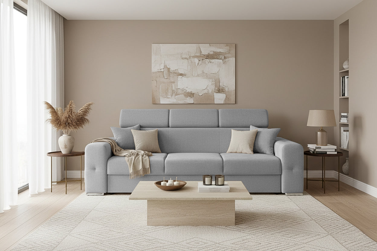 Canapea Extensibilă 3 locuri BELLAGIO, cu tetiere reglabile, 242x95x99 cm Prestige Home