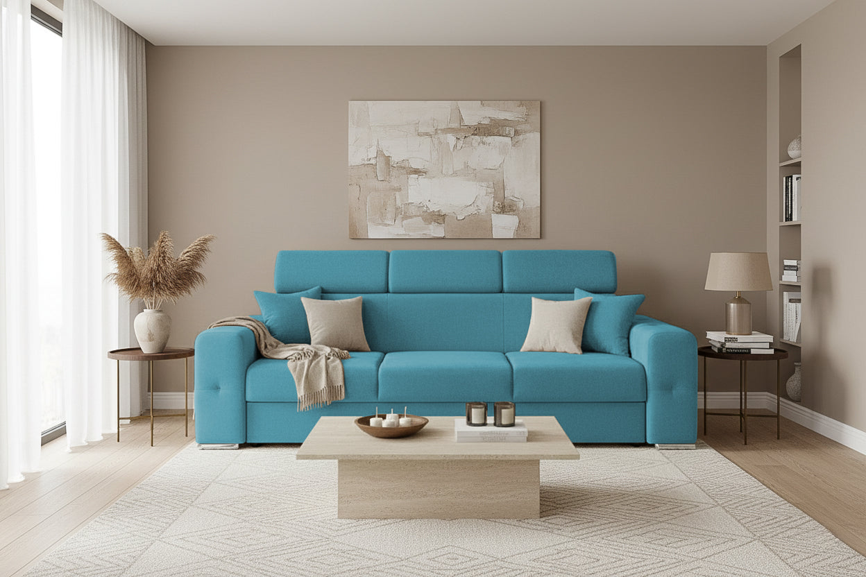 Canapea Extensibilă 3 locuri BELLAGIO, cu tetiere reglabile, 242x95x99 cm Prestige Home
