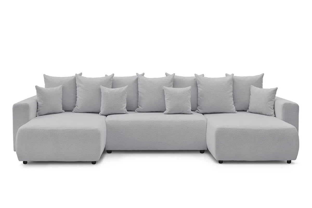 Colțar Extensibil, în formă de U, LIVIGNO, cu ladă de depozitare, 347x154x80 cm Gri-Deschis-Anthology Prestige Home