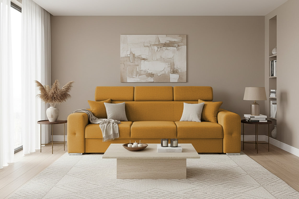 Canapea Extensibilă 3 locuri BELLAGIO, cu tetiere reglabile, 242x95x99 cm Prestige Home