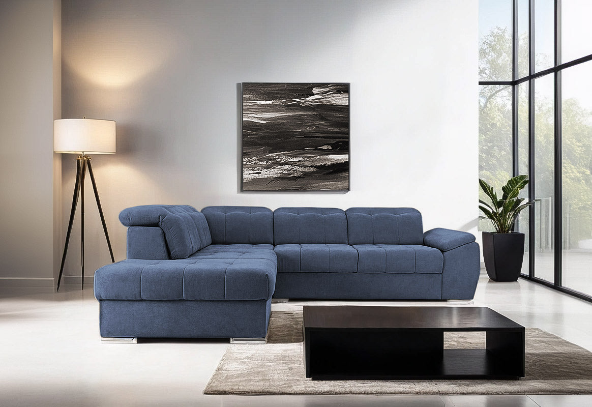 Colțar Extensibil ENZO, cu tetiere, variante stânga/dreapta, 255x220x100 cm Prestige Home