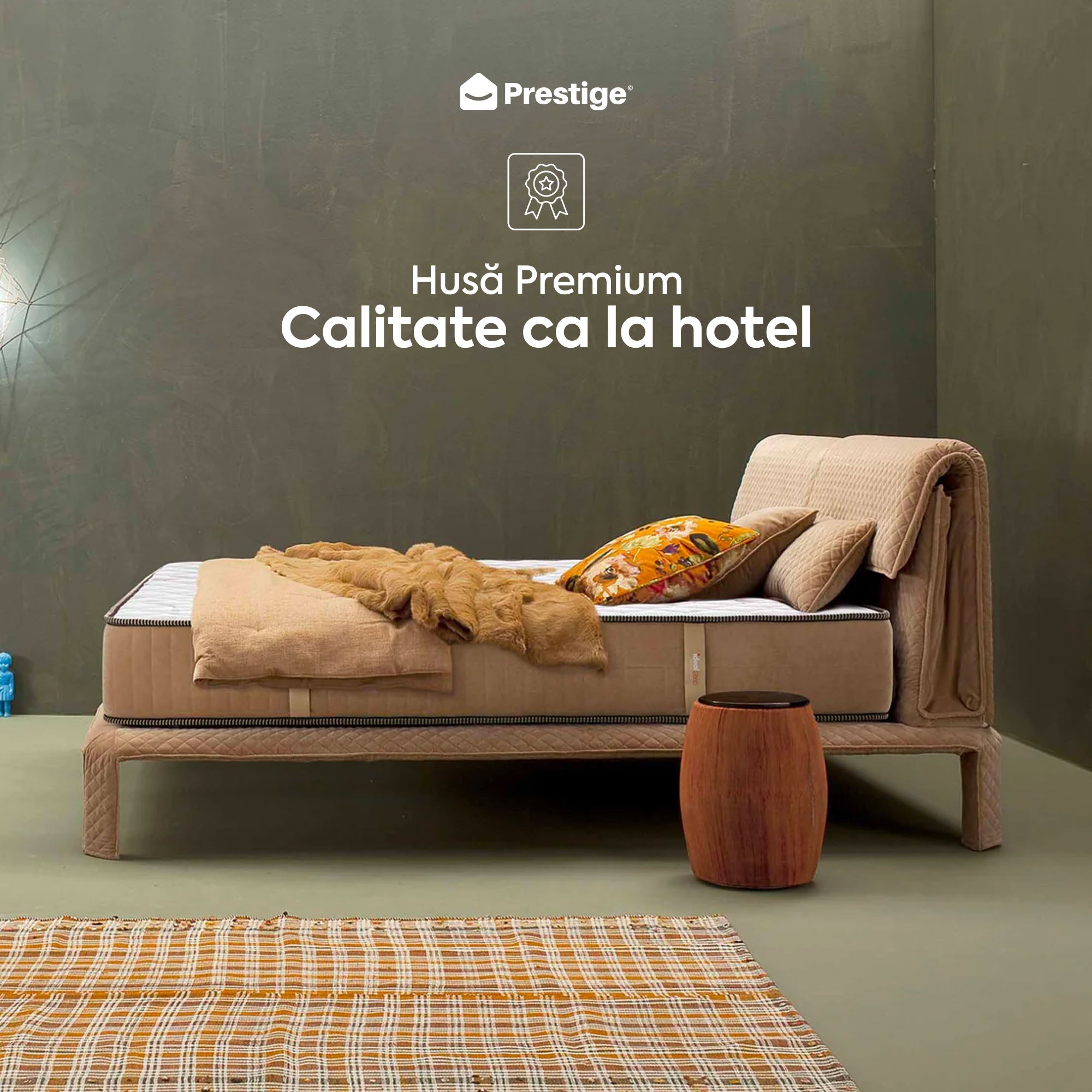 Saltea Ideal Sleep HOTEL SERIES LUX, superortopedică, cu spumă poliuretanică și arcuri, husă cu aerisire optimă, Grosime 25 cm - Prestige Home