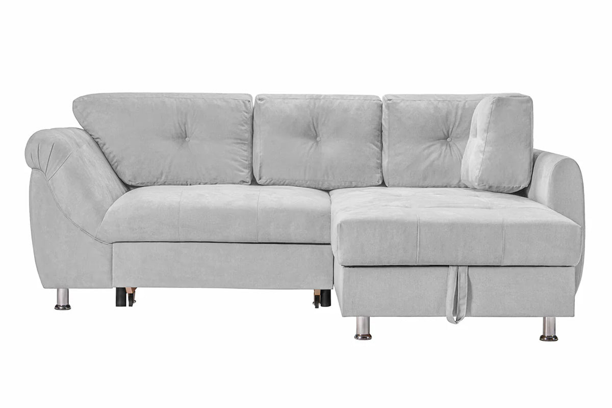 Colțar Extensibil MERLIN, cu lada depozitare, variante stânga/dreapta, 230 x 190 x 93 cm Gri-Deschis-Enjoy Dreapta Prestige Home