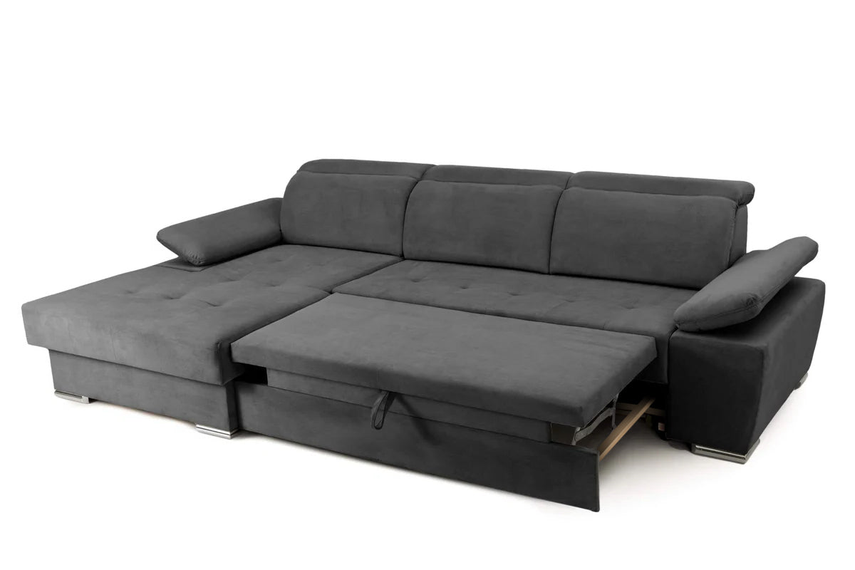 Colțar Extensibil TRENDY, cu ladă de depozitare, cu tetiere reglabile, variante stânga/dreapta 295x170x105 cm Prestige Home