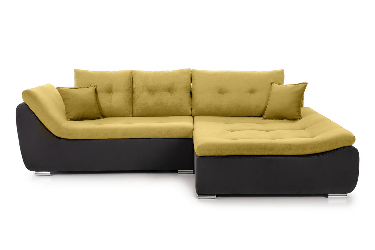 Colțar Extensibil LORENZO, cu ladă de depozitare, variante stânga/dreapta 280x180x70 cm Dreapta Galben-Gri-Inchis-Enjoy Prestige Home