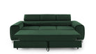 Canapea Extensibilă 3 locuri TIME, cu tetiere reglabile, cu suport lombar, 255x97x94 cm #color_Verde-Padure-Velluto
