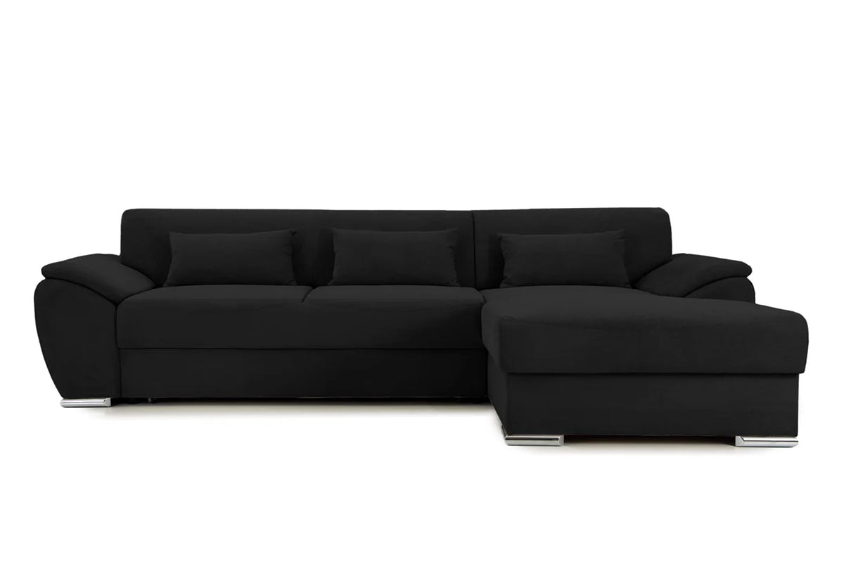 Colțar Extensibil PICASSO, cu ladă de depozitare, variante stânga/dreapta 295x168x80 cm Negru-Enjoy Dreapta Prestige Home