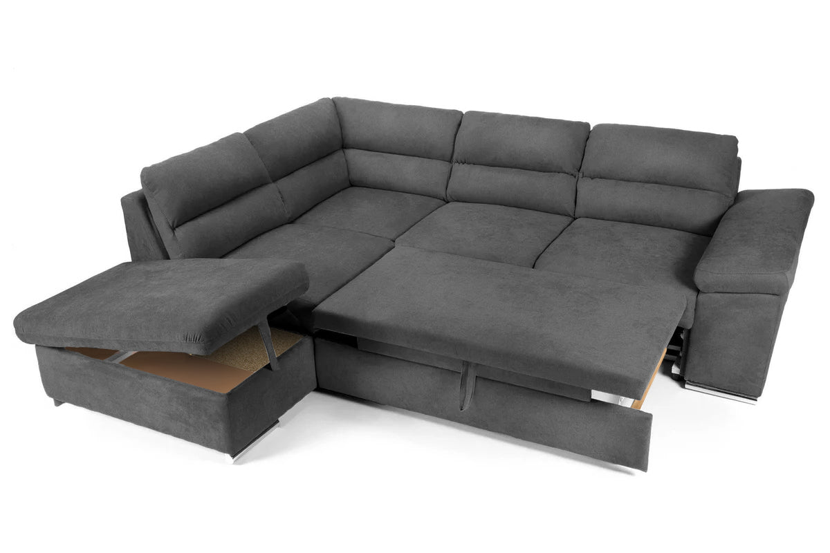 Colțar Extensibil ALONSO, cu ladă de depozitare, variante stânga/dreapta 260x220x85 cm Prestige Home