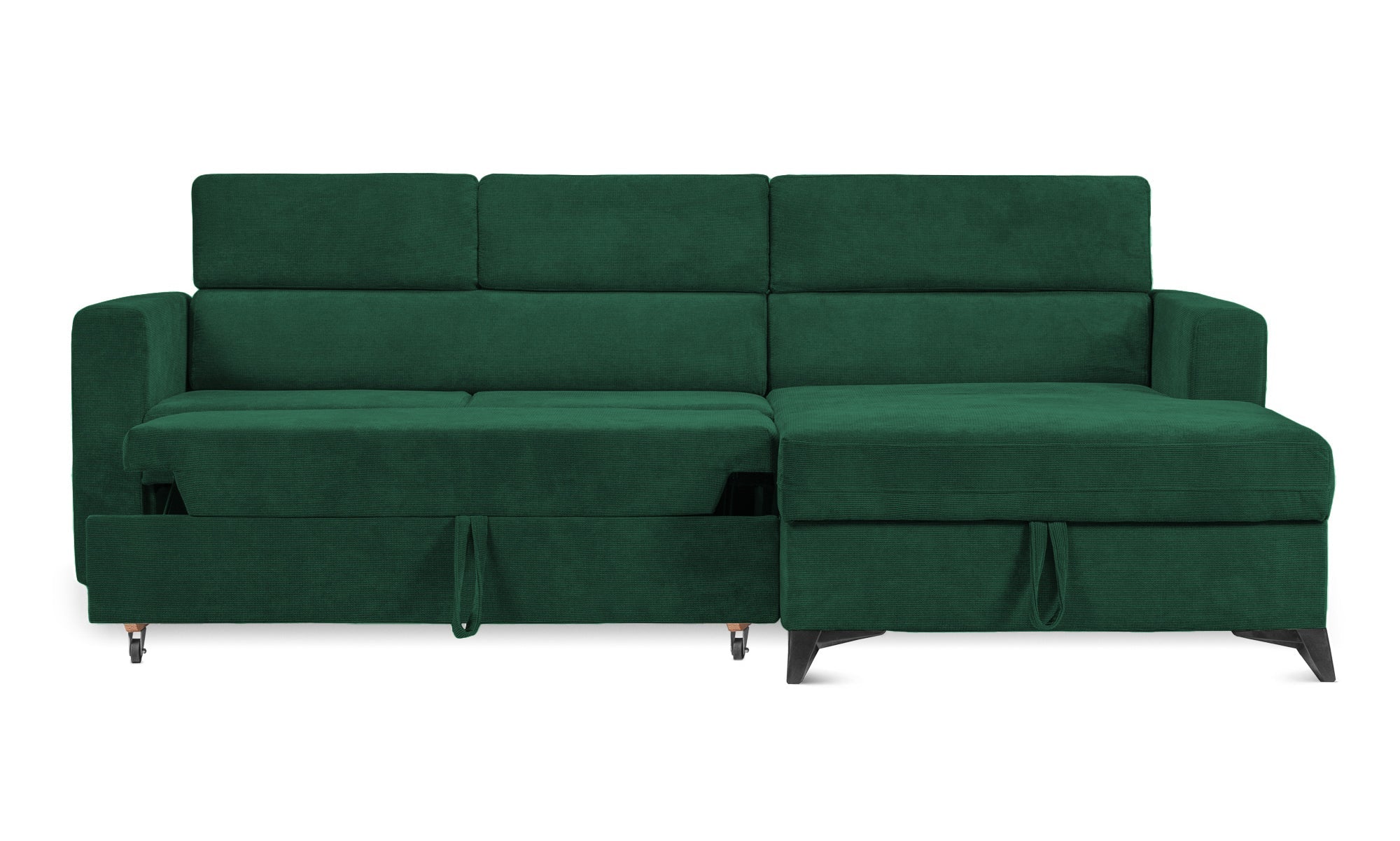 Colțar Extensibil MIZZONI, cu lada depozitare, variante stânga/dreapta, tetiere reglabile, 250 x 175 x 94 cm #color_Verde-Run-Again