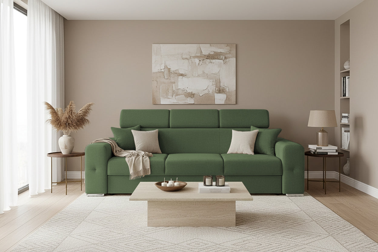Canapea Extensibilă 3 locuri BELLAGIO, cu tetiere reglabile, 242x95x99 cm Prestige Home
