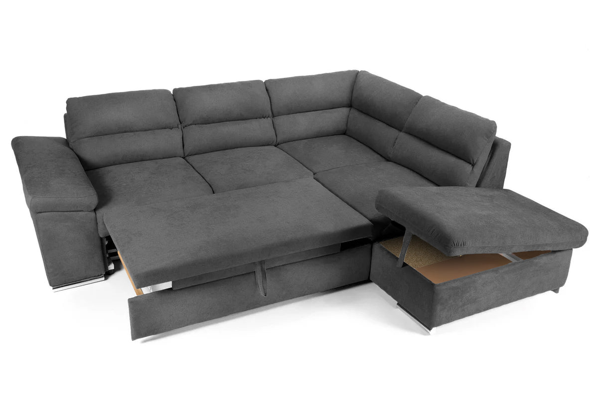 Colțar Extensibil ALONSO, cu ladă de depozitare, variante stânga/dreapta 260x220x85 cm Prestige Home