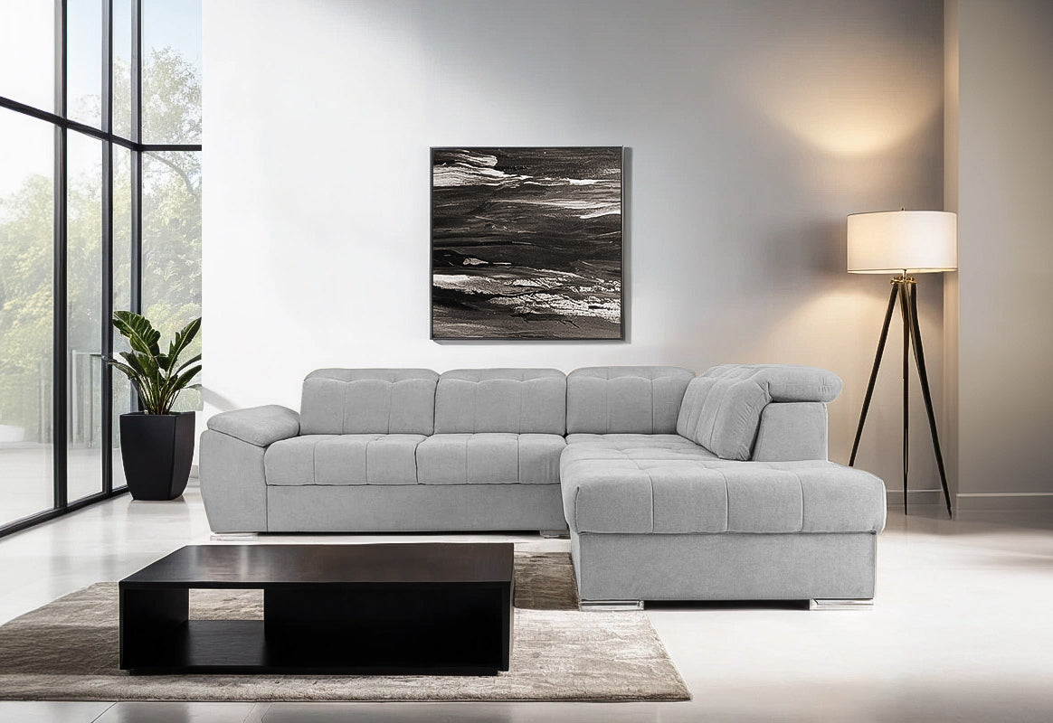 Colțar Extensibil ENZO, cu tetiere, variante stânga/dreapta, 255x220x100 cm Prestige Home