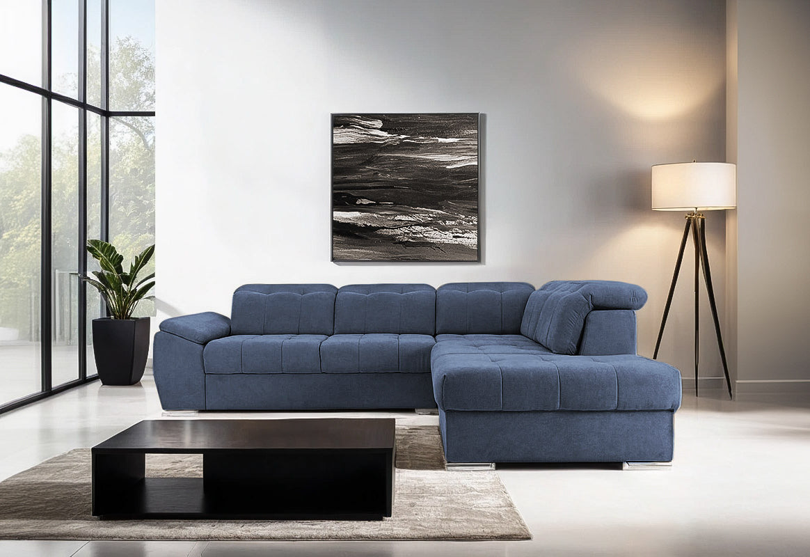 Colțar Extensibil ENZO, cu tetiere, variante stânga/dreapta, 255x220x100 cm Prestige Home