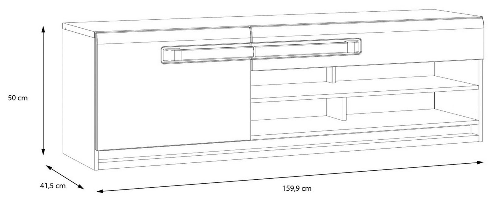 Comodă TV Attention cu iluminare LED, alb/lemn, 160×50×41 cm Arboteca
