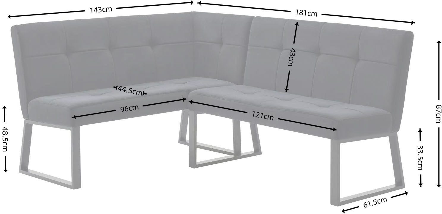 Colțar de bucătărie Geranium – antracit, 180 cm , coltul lung pe partea dreapta Arboteca