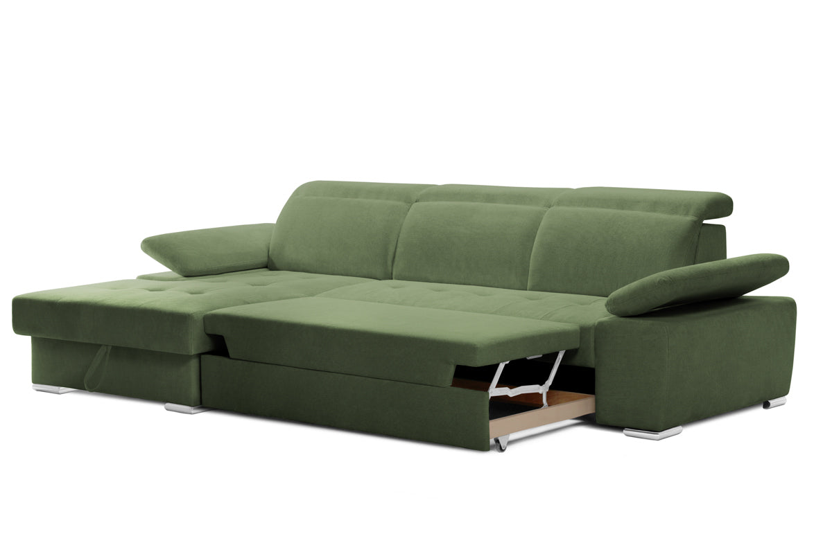 Colțar Extensibil TRENDY, cu ladă de depozitare, cu tetiere reglabile, variante stânga/dreapta 295x170x105 cm Prestige Home