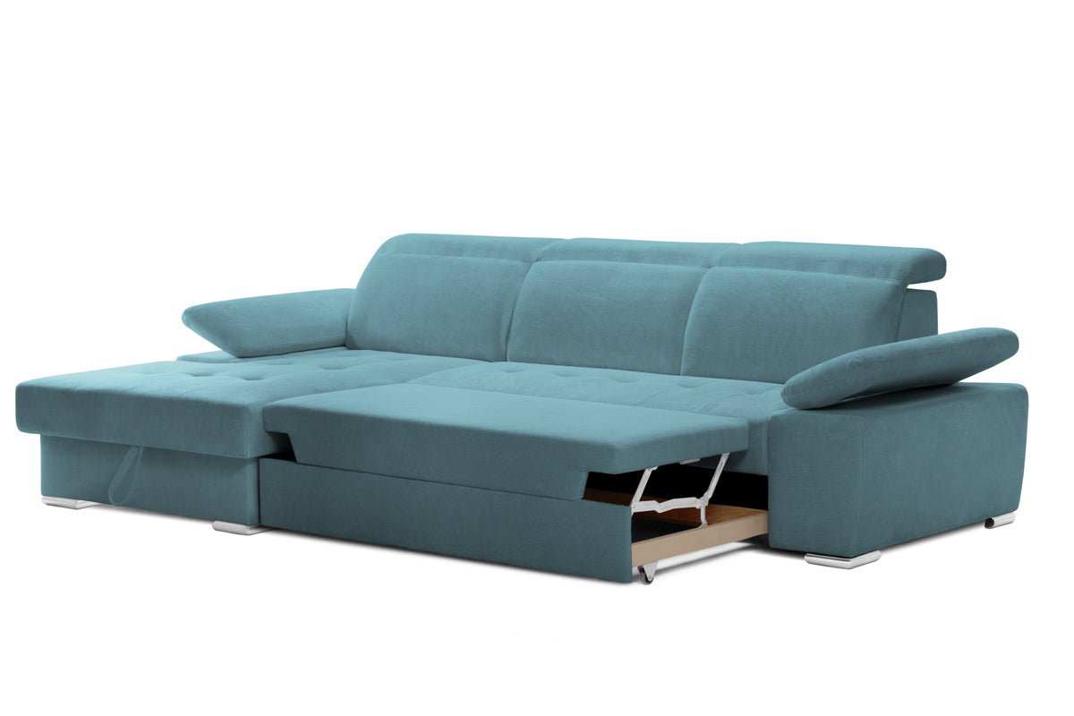 Colțar Extensibil TRENDY, cu ladă de depozitare, cu tetiere reglabile, variante stânga/dreapta 295x170x105 cm Prestige Home