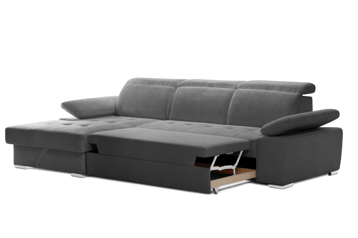 Colțar Extensibil TRENDY, cu ladă de depozitare, cu tetiere reglabile, variante stânga/dreapta 295x170x105 cm Prestige Home
