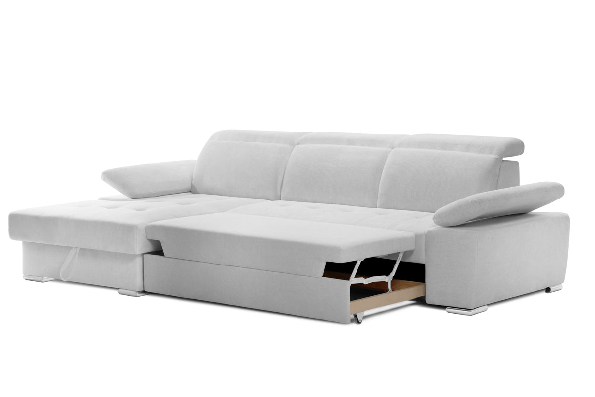 Colțar Extensibil TRENDY, cu ladă de depozitare, cu tetiere reglabile, variante stânga/dreapta 295x170x105 cm Prestige Home