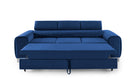 Canapea Extensibilă 3 locuri TIME, cu tetiere reglabile, cu suport lombar, 255x97x94 cm #color_Albastru-Velluto