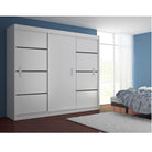 Dulap cu uși glisante MERINA 250, alb/negru, 250x215 cm Kondela