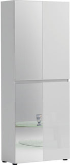 Pantofar înalt Mister cu oglinzi, alb lucios, 80×34×200 cm, 12 compartimente Arboteca