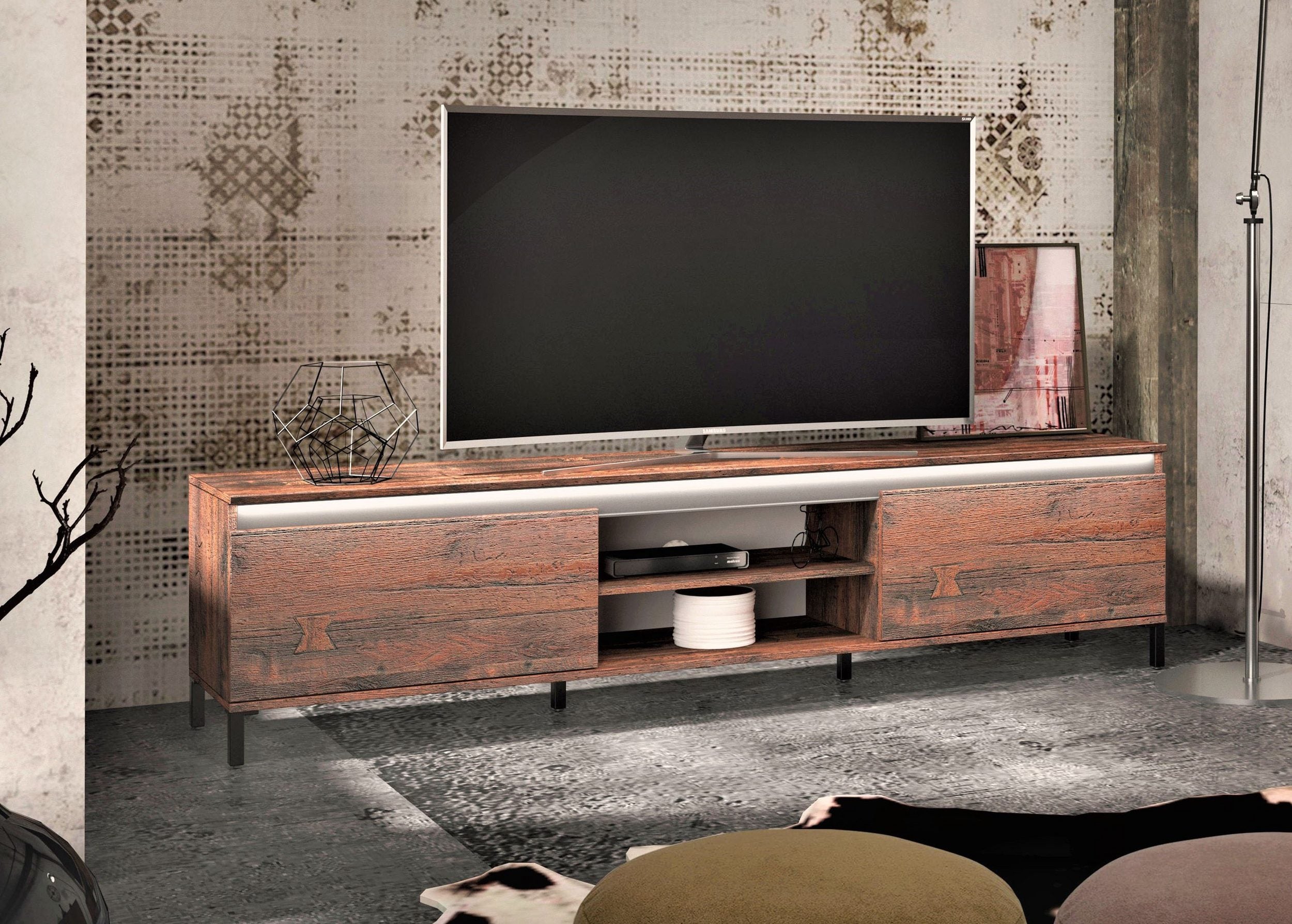 Comodă TV Genio Industrial, 200 cm, stejar/antracit Arboteca