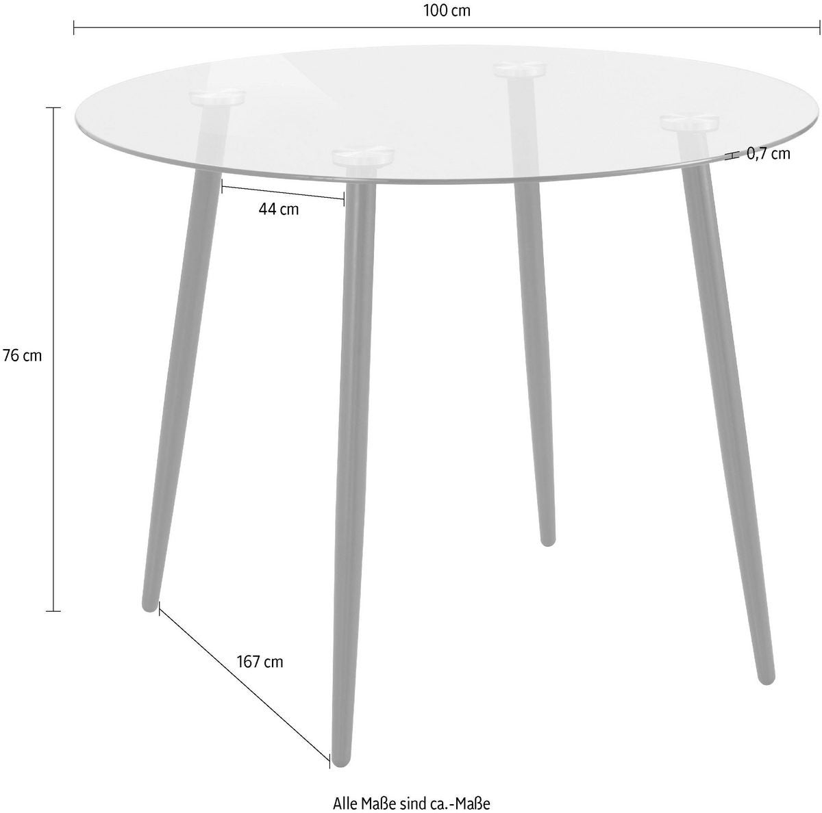 Masa Danny, 100 cm, sticla Arboteca