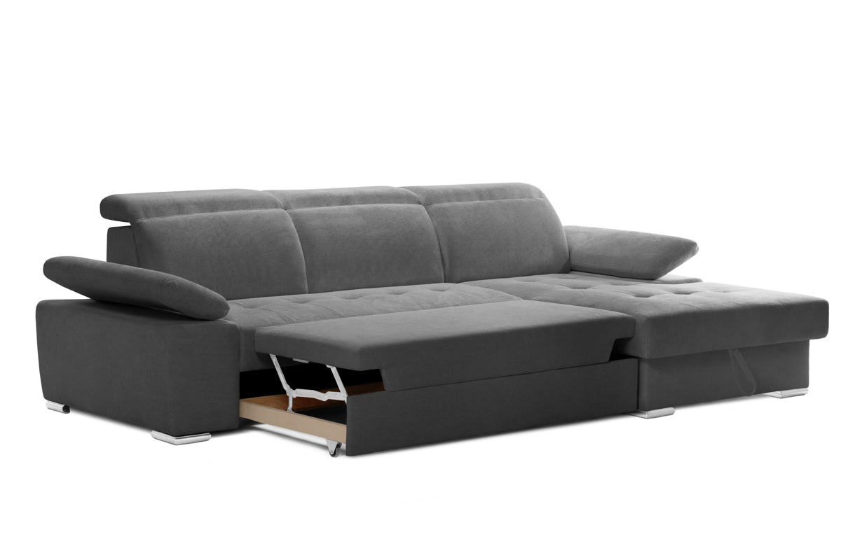 Colțar Extensibil TRENDY, cu ladă de depozitare, cu tetiere reglabile, variante stânga/dreapta 295x170x105 cm Prestige Home