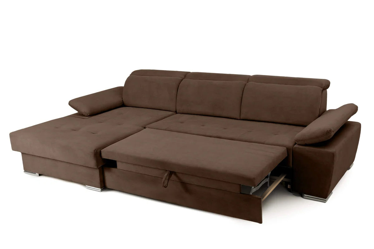 Colțar Extensibil TRENDY, cu ladă de depozitare, cu tetiere reglabile, variante stânga/dreapta 295x170x105 cm Prestige Home
