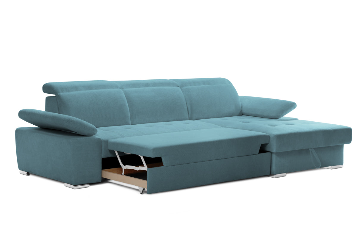 Colțar Extensibil TRENDY, cu ladă de depozitare, cu tetiere reglabile, variante stânga/dreapta 295x170x105 cm Prestige Home