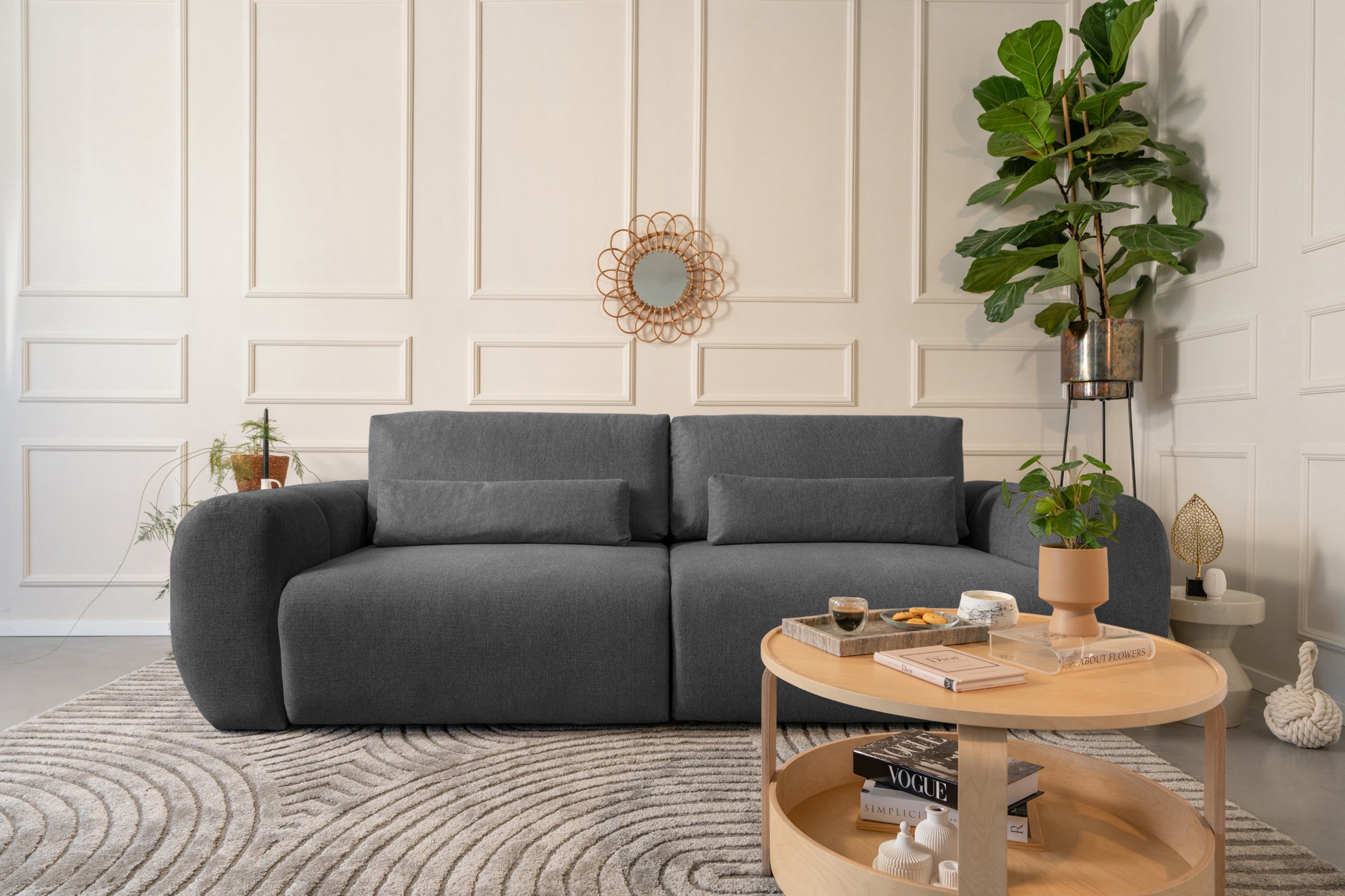 Canapea Extensibilă 3 locuri VERSA, cu 2 lăzi depozitare, 260x110x85 cm Prestige Home