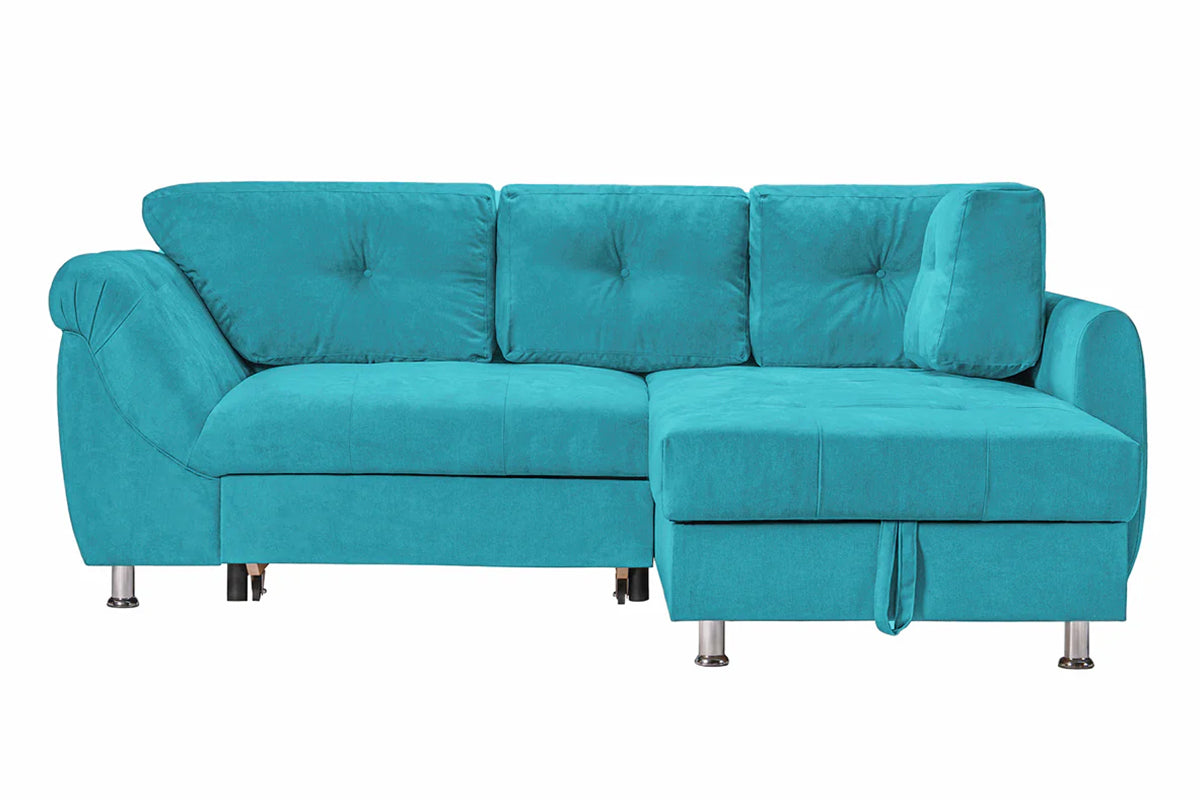 Colțar Extensibil MERLIN, cu lada depozitare, variante stânga/dreapta, 230 x 190 x 93 cm Turcoaz-Enjoy Dreapta Prestige Home
