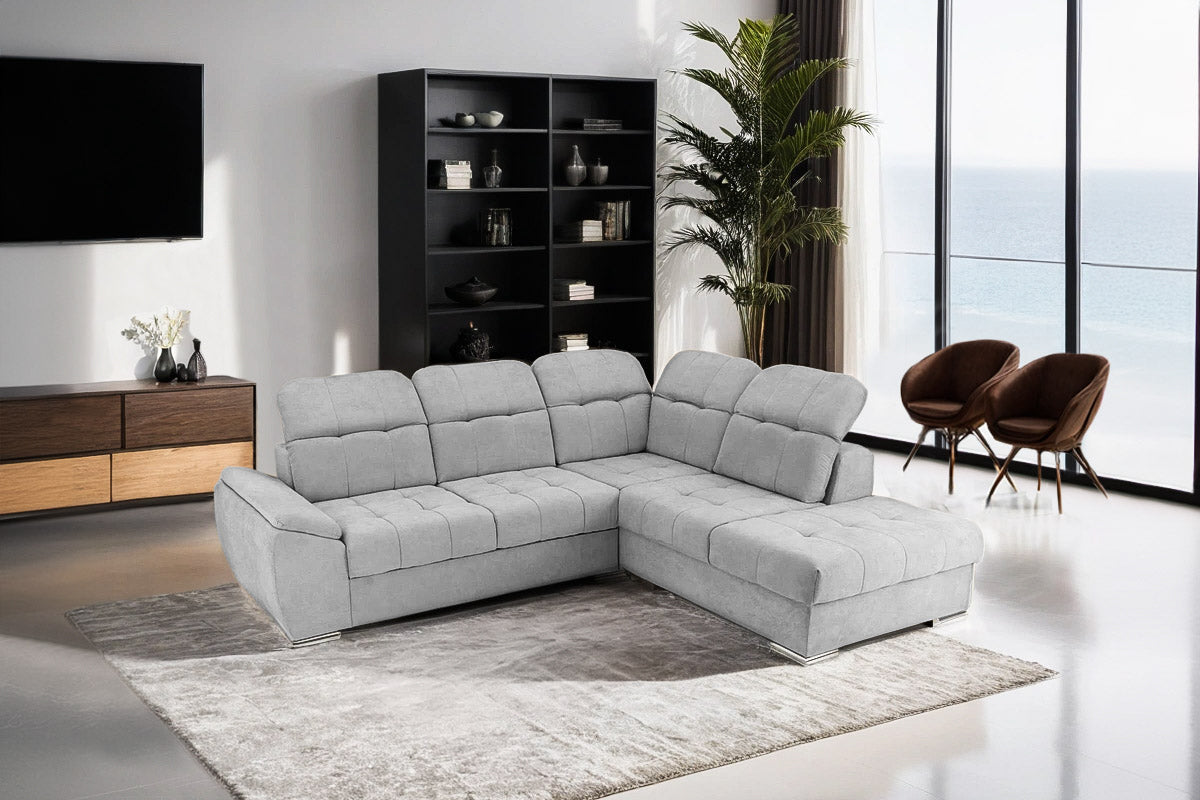 Colțar Extensibil ENZO, cu tetiere, variante stânga/dreapta, 255x220x100 cm Prestige Home