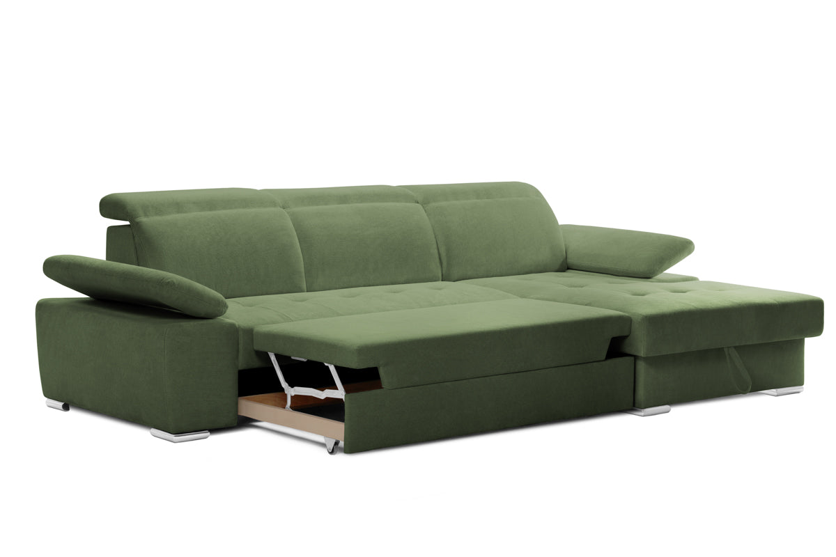 Colțar Extensibil TRENDY, cu ladă de depozitare, cu tetiere reglabile, variante stânga/dreapta 295x170x105 cm Prestige Home