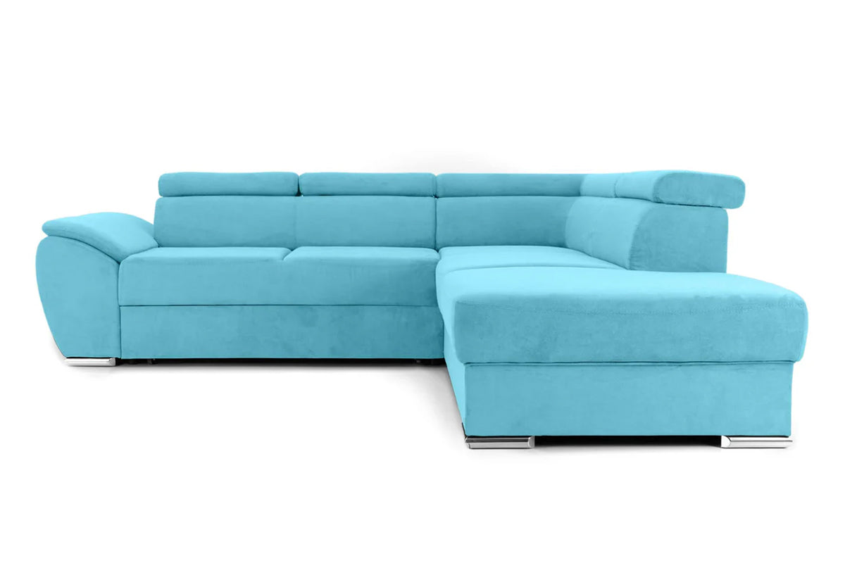 Colțar Extensibil CUBA, cu tetiere reglabile, variante stânga/dreapta 266x232x80 cm Turcoaz-Enjoy Dreapta Prestige Home