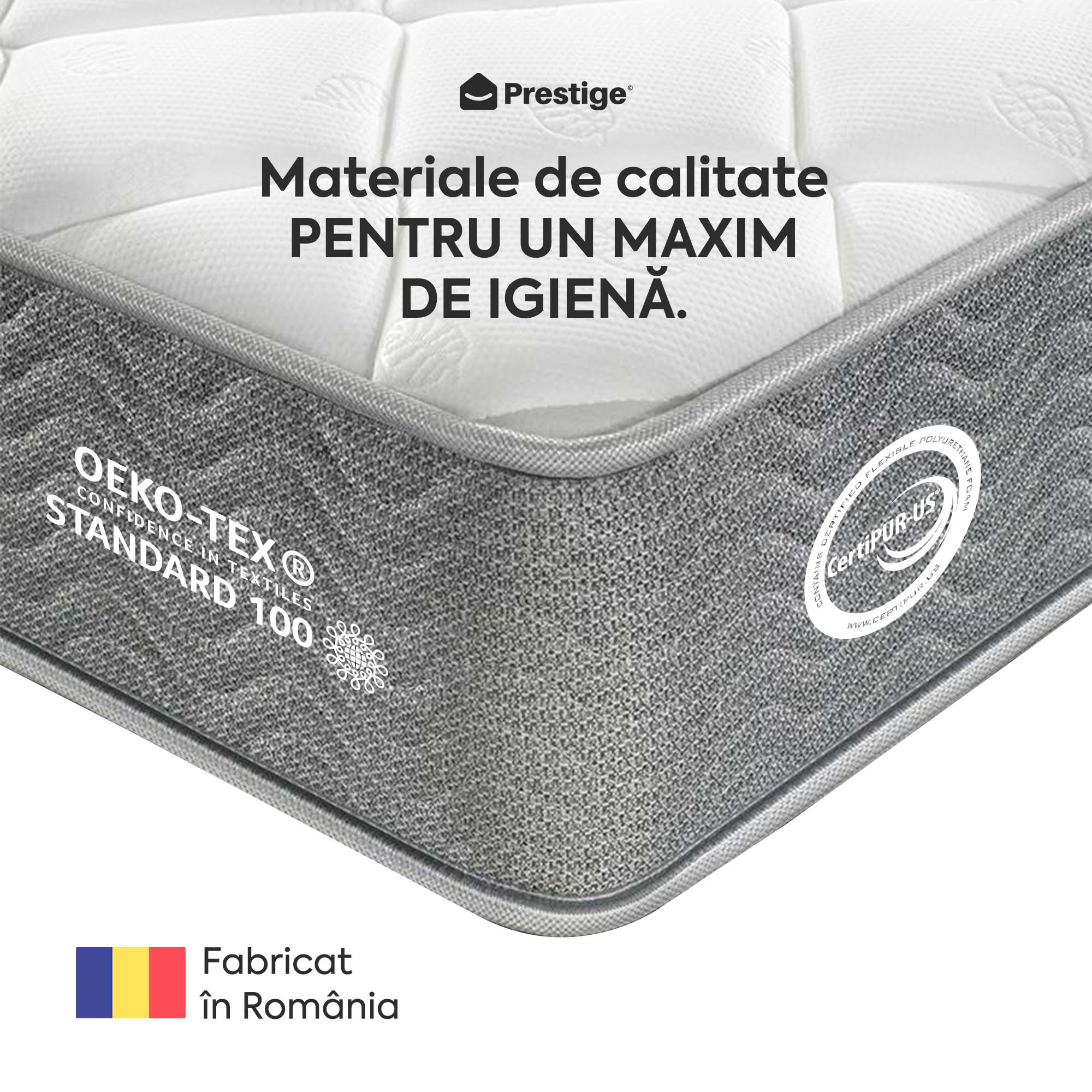  Saltea HYBRID, 7 zone de confort, Arcuri Individuale, husă antibacteriană, superortopedică, Grosime 24 cm - Prestige Home 