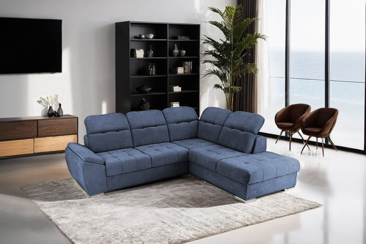 Colțar Extensibil ENZO, cu tetiere, variante stânga/dreapta, 255x220x100 cm Prestige Home