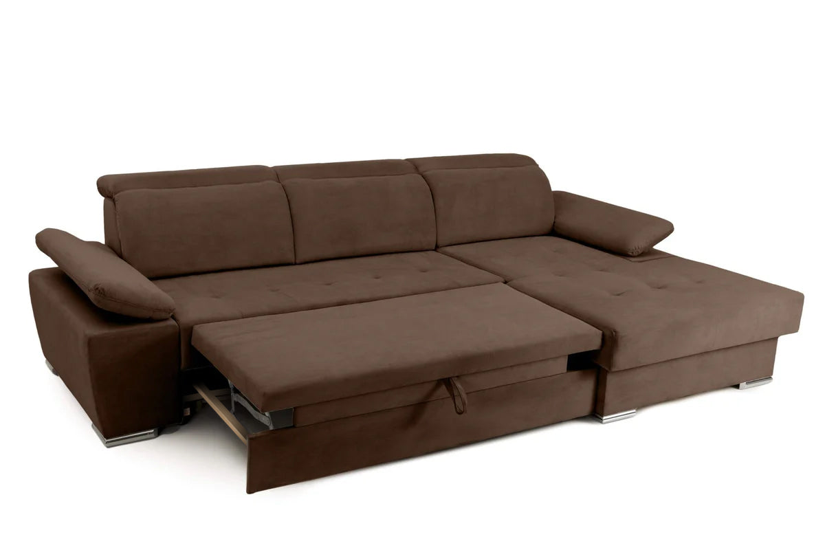 Colțar Extensibil TRENDY, cu ladă de depozitare, cu tetiere reglabile, variante stânga/dreapta 295x170x105 cm Prestige Home