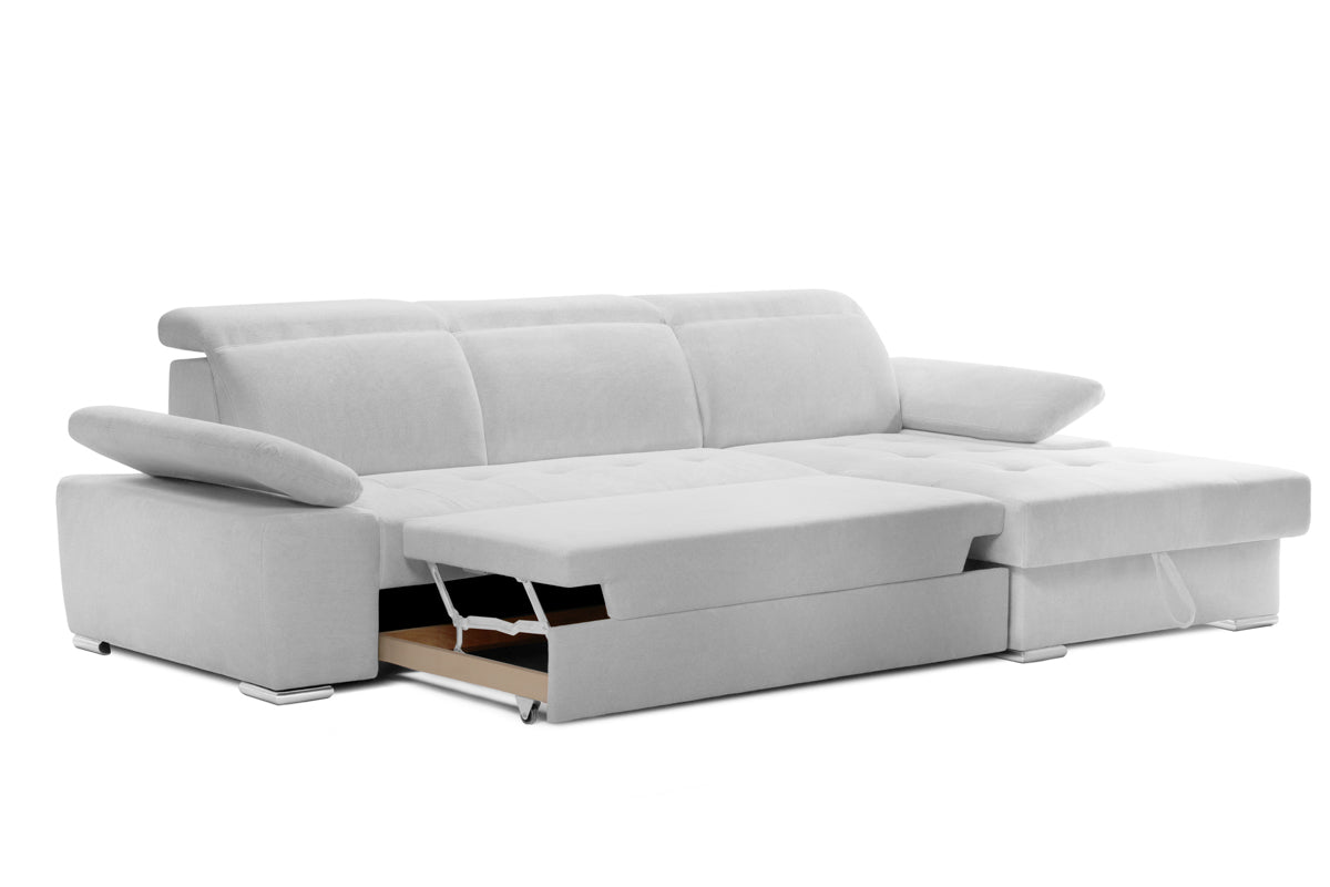 Colțar Extensibil TRENDY, cu ladă de depozitare, cu tetiere reglabile, variante stânga/dreapta 295x170x105 cm Prestige Home