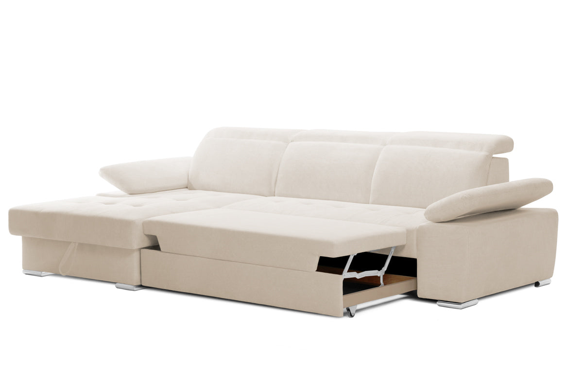 Colțar Extensibil TRENDY, cu ladă de depozitare, cu tetiere reglabile, variante stânga/dreapta 295x170x105 cm Prestige Home